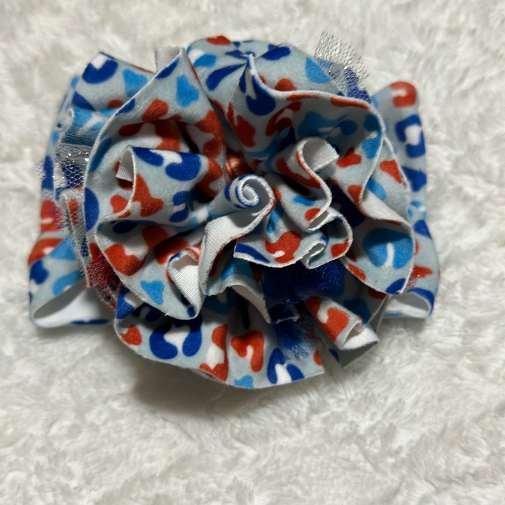Cheetah, print blue and red bow